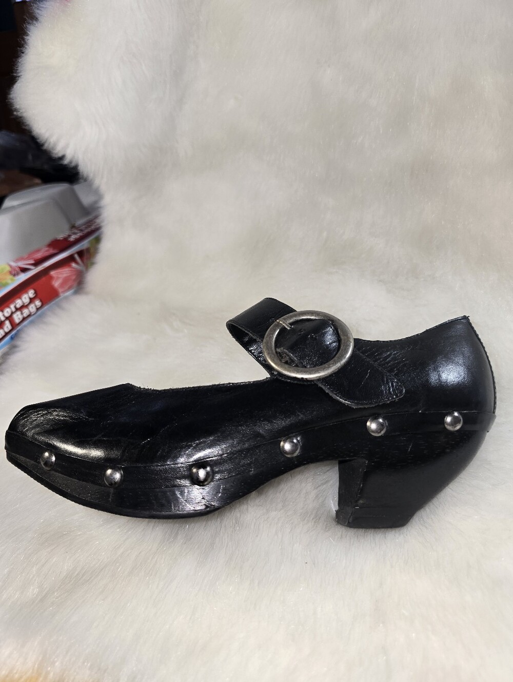Piña Colada Black Studded Wooden/Leather Mary Jane Clogs for Women - Picture 2 of 12